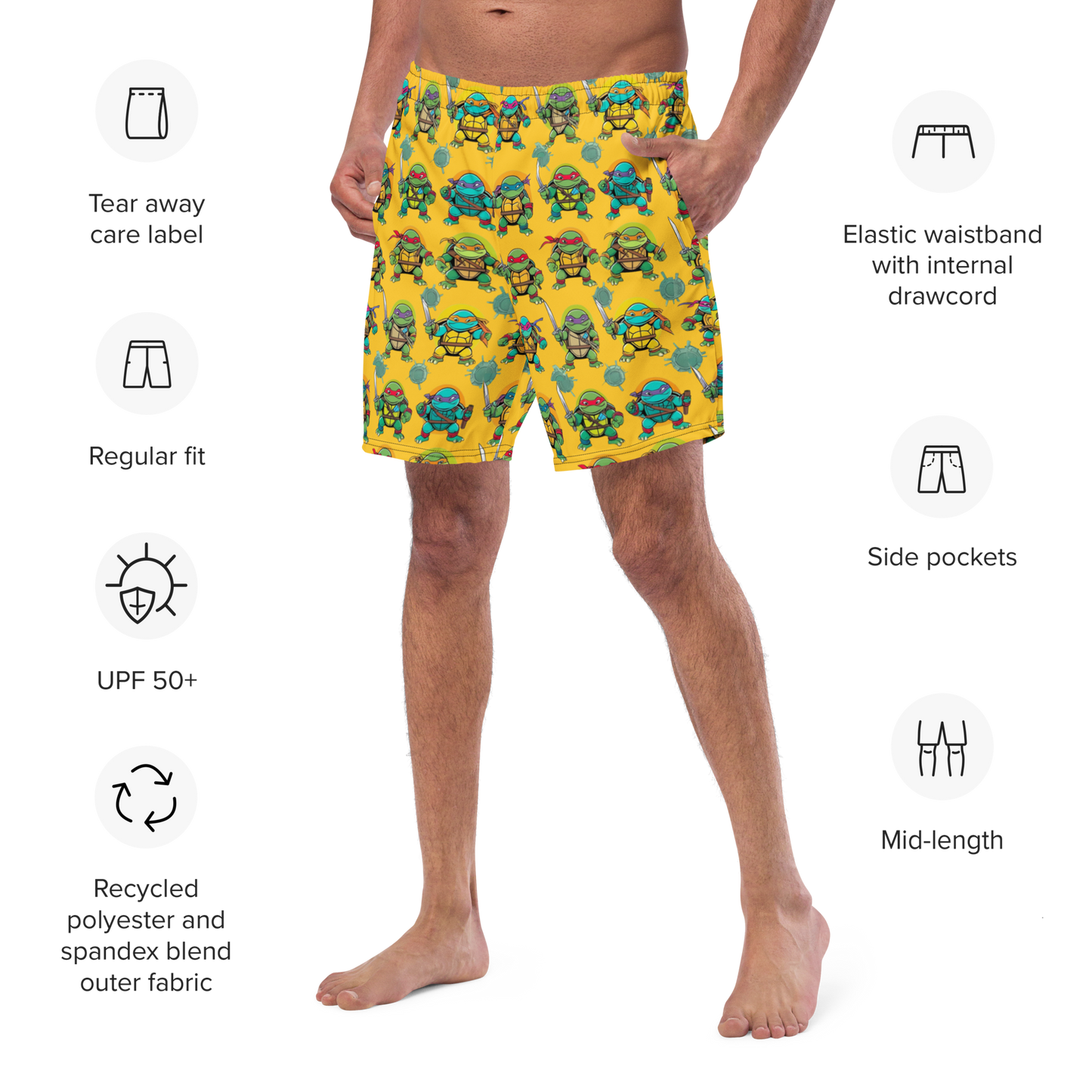 Turtle Time Men's swim trunks