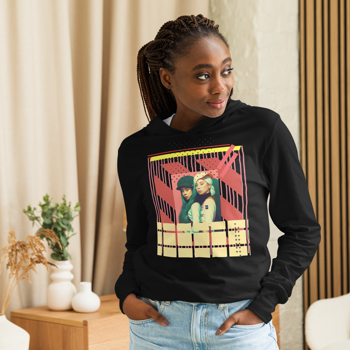 90'sRetro Hooded long-sleeve tee