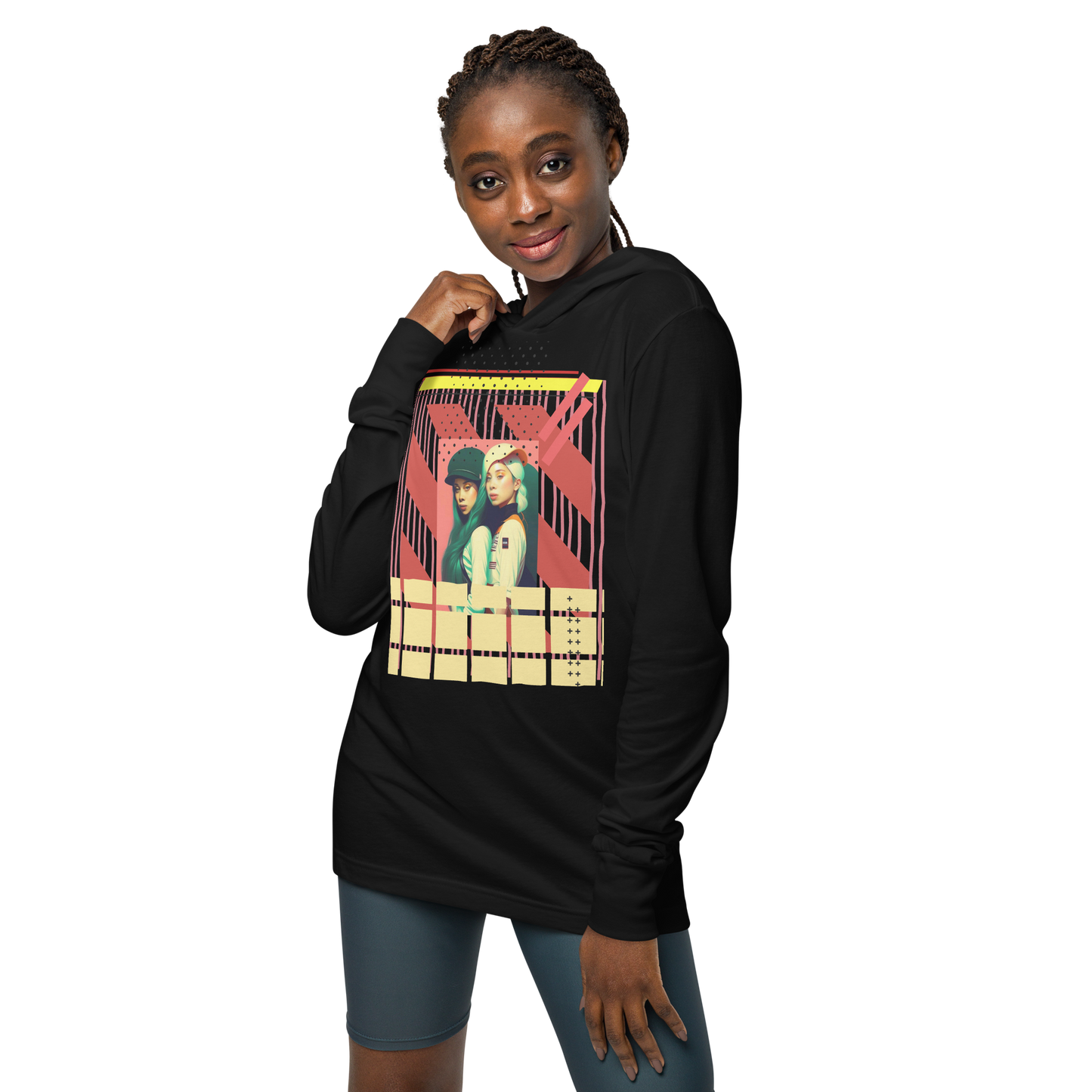 90'sRetro Hooded long-sleeve tee