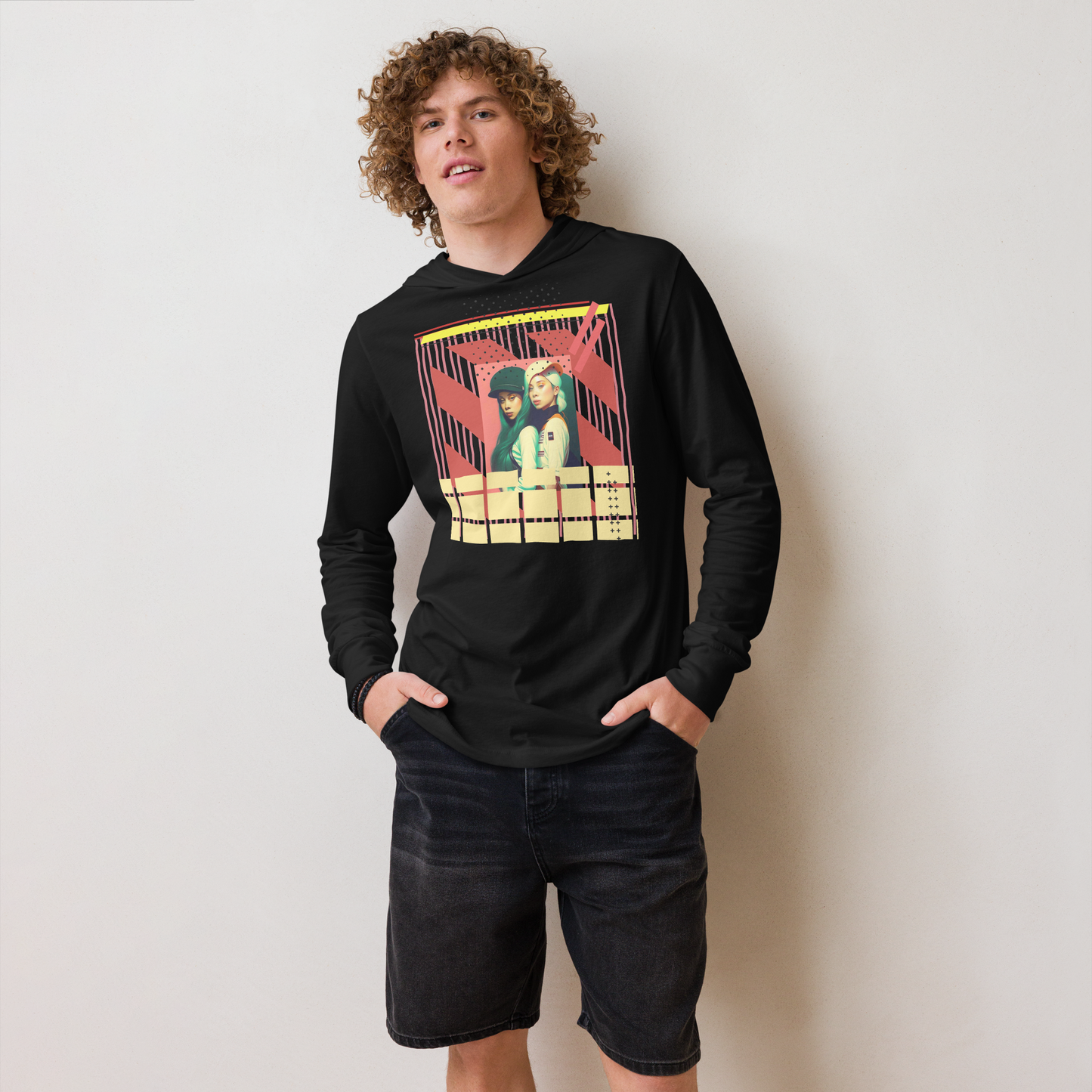 90'sRetro Hooded long-sleeve tee