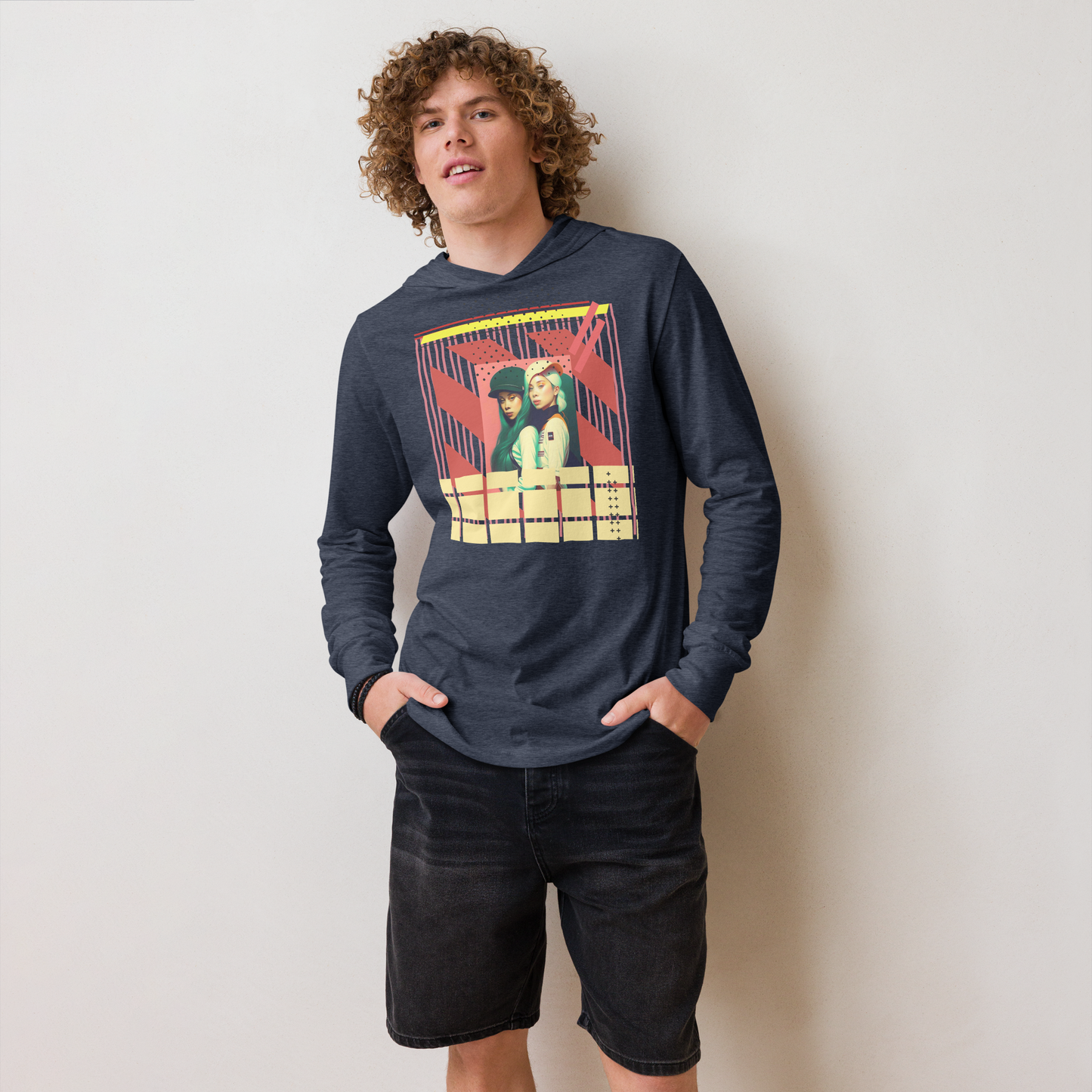 90'sRetro Hooded long-sleeve tee