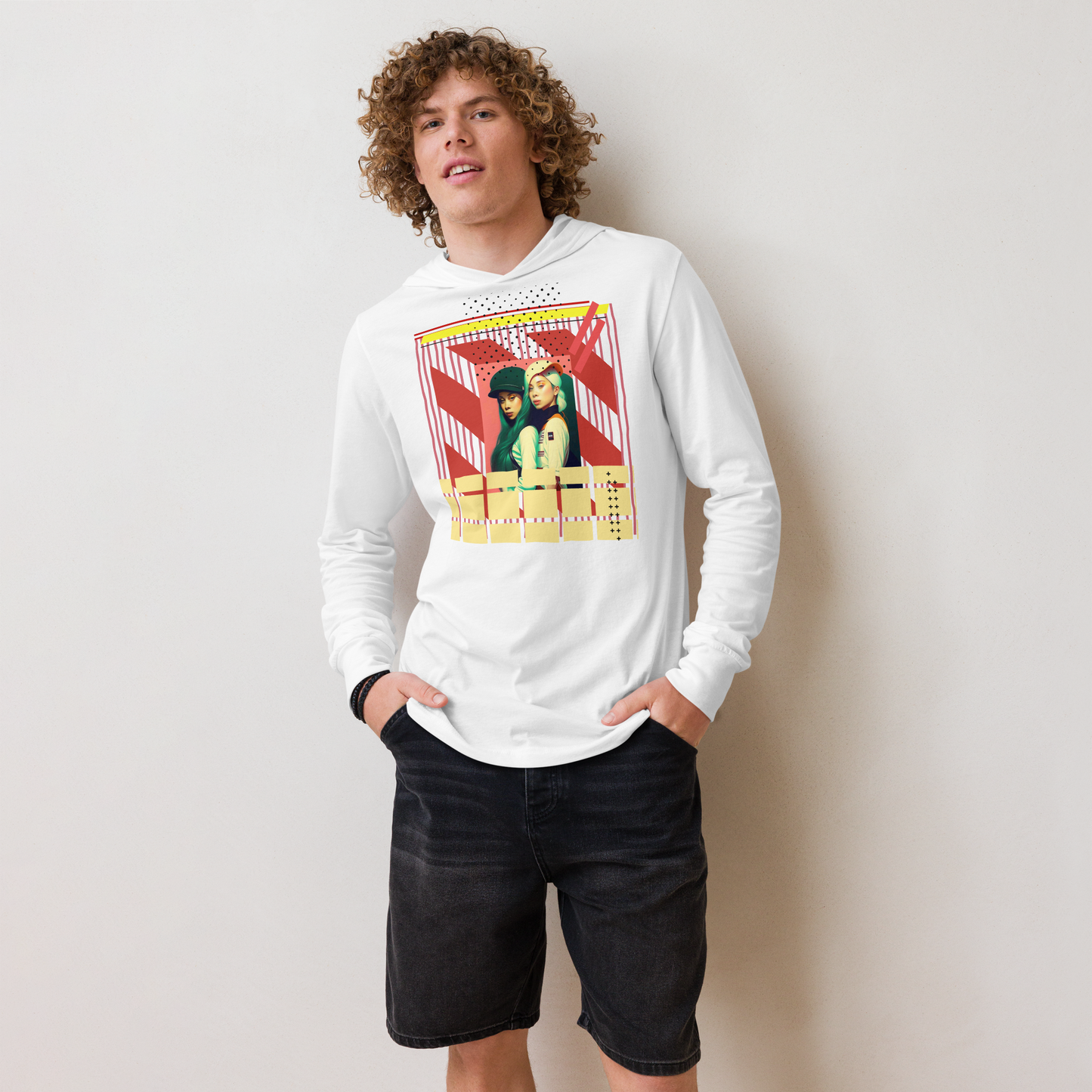 90'sRetro Hooded long-sleeve tee