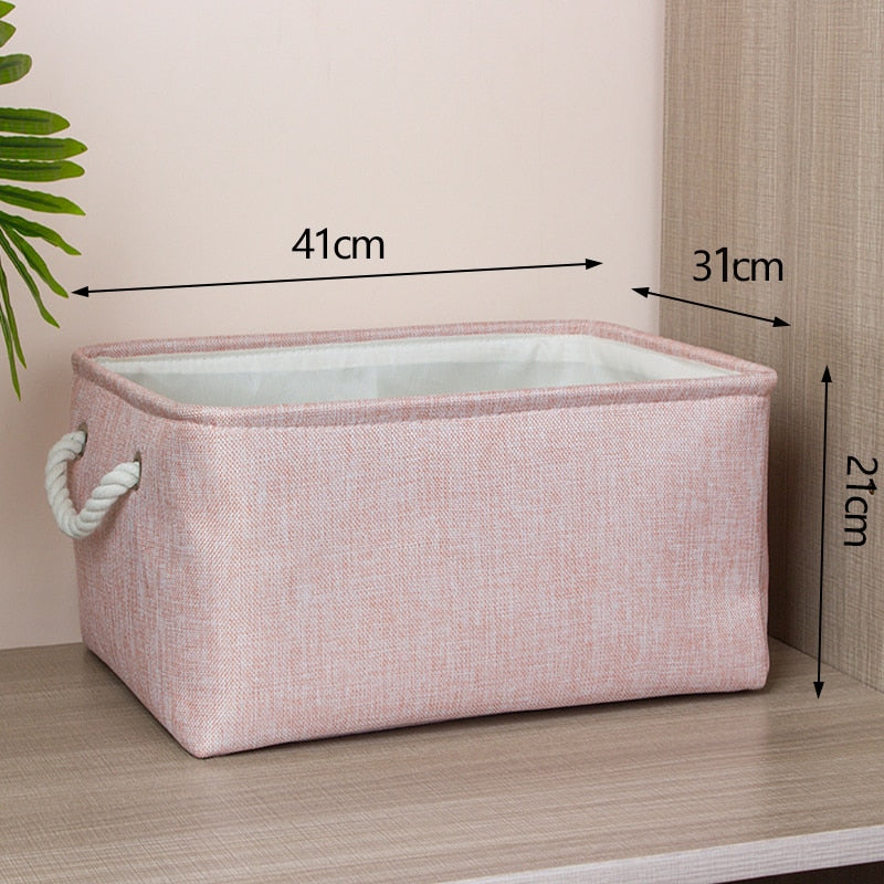 Cotton Linen Folding Storage Baskets.
-Kids Toys Organizer 
-Clothes
-Sundries
-Storage Box 
-Cabinet Storage Bag
- Laundry Basket