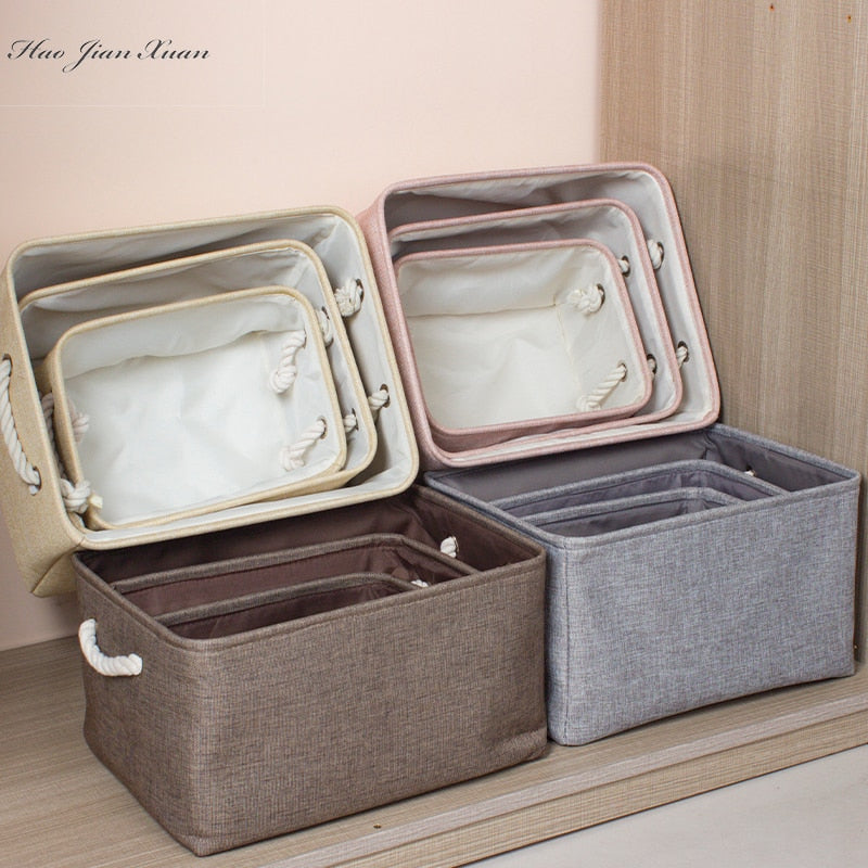 Cotton Linen Folding Storage Baskets.
-Kids Toys Organizer 
-Clothes
-Sundries
-Storage Box 
-Cabinet Storage Bag
- Laundry Basket