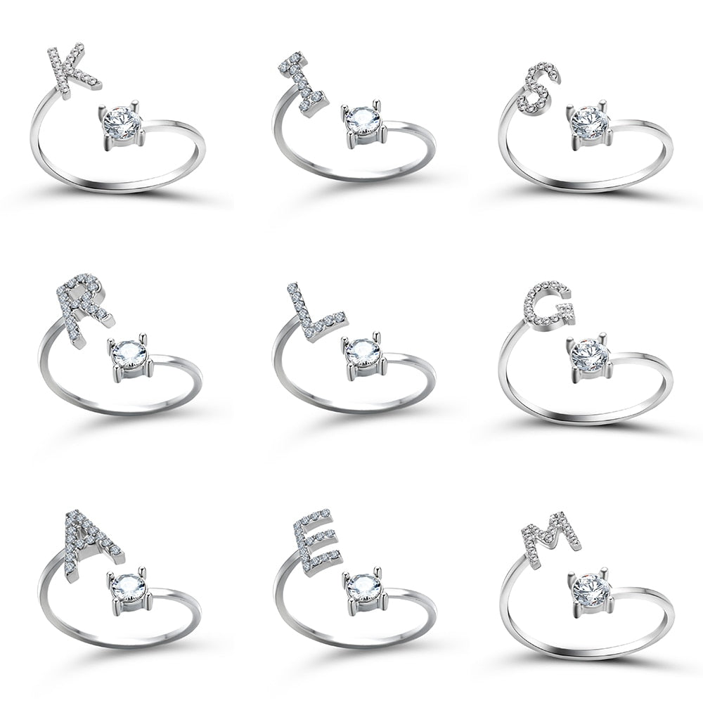 (Anillos.Mujer) Wedding Finger Jewelry.
- A-Z Letter Adjustable