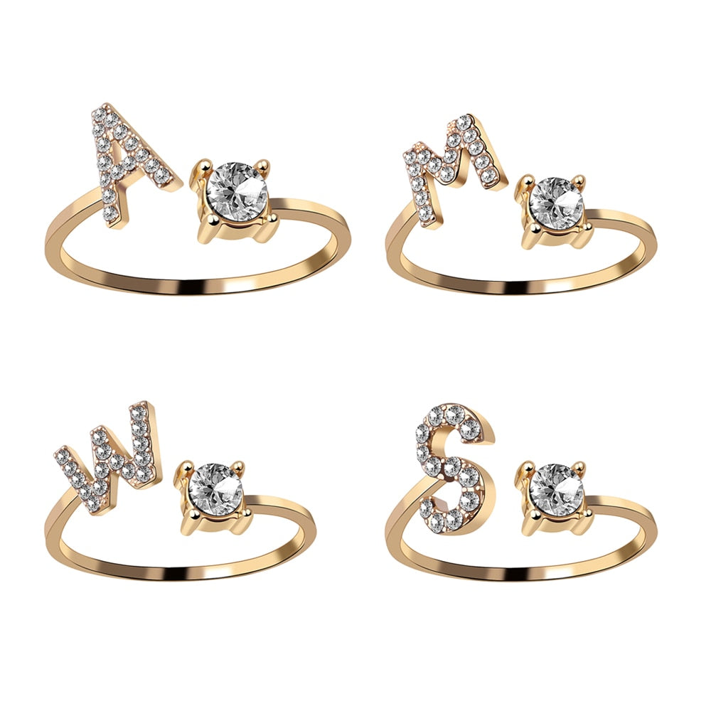 (Anillos.Mujer) Wedding Finger Jewelry.
- A-Z Letter Adjustable