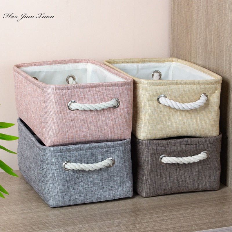 Cotton Linen Folding Storage Baskets.
-Kids Toys Organizer 
-Clothes
-Sundries
-Storage Box 
-Cabinet Storage Bag
- Laundry Basket