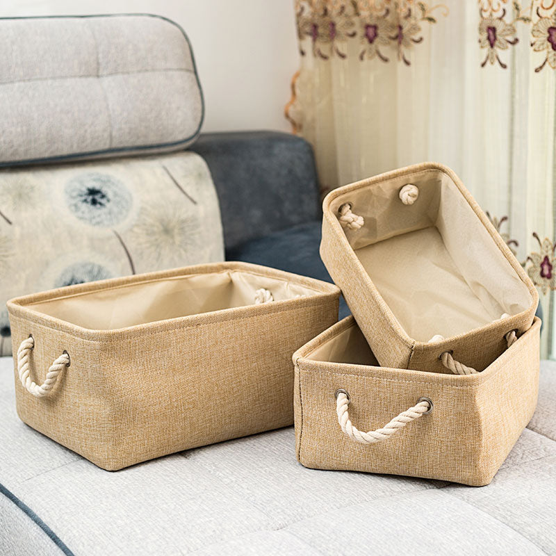 Cotton Linen Folding Storage Baskets.
-Kids Toys Organizer 
-Clothes
-Sundries
-Storage Box 
-Cabinet Storage Bag
- Laundry Basket