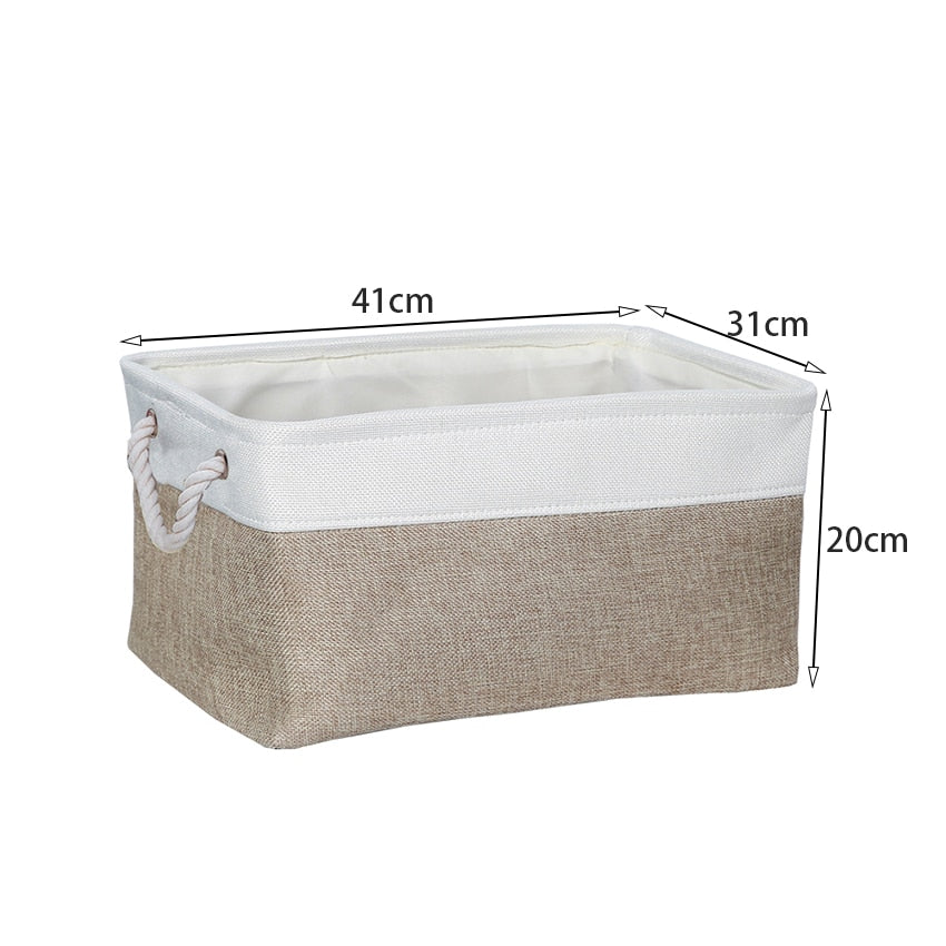 Cotton Linen Folding Storage Baskets.
-Kids Toys Organizer 
-Clothes
-Sundries
-Storage Box 
-Cabinet Storage Bag
- Laundry Basket